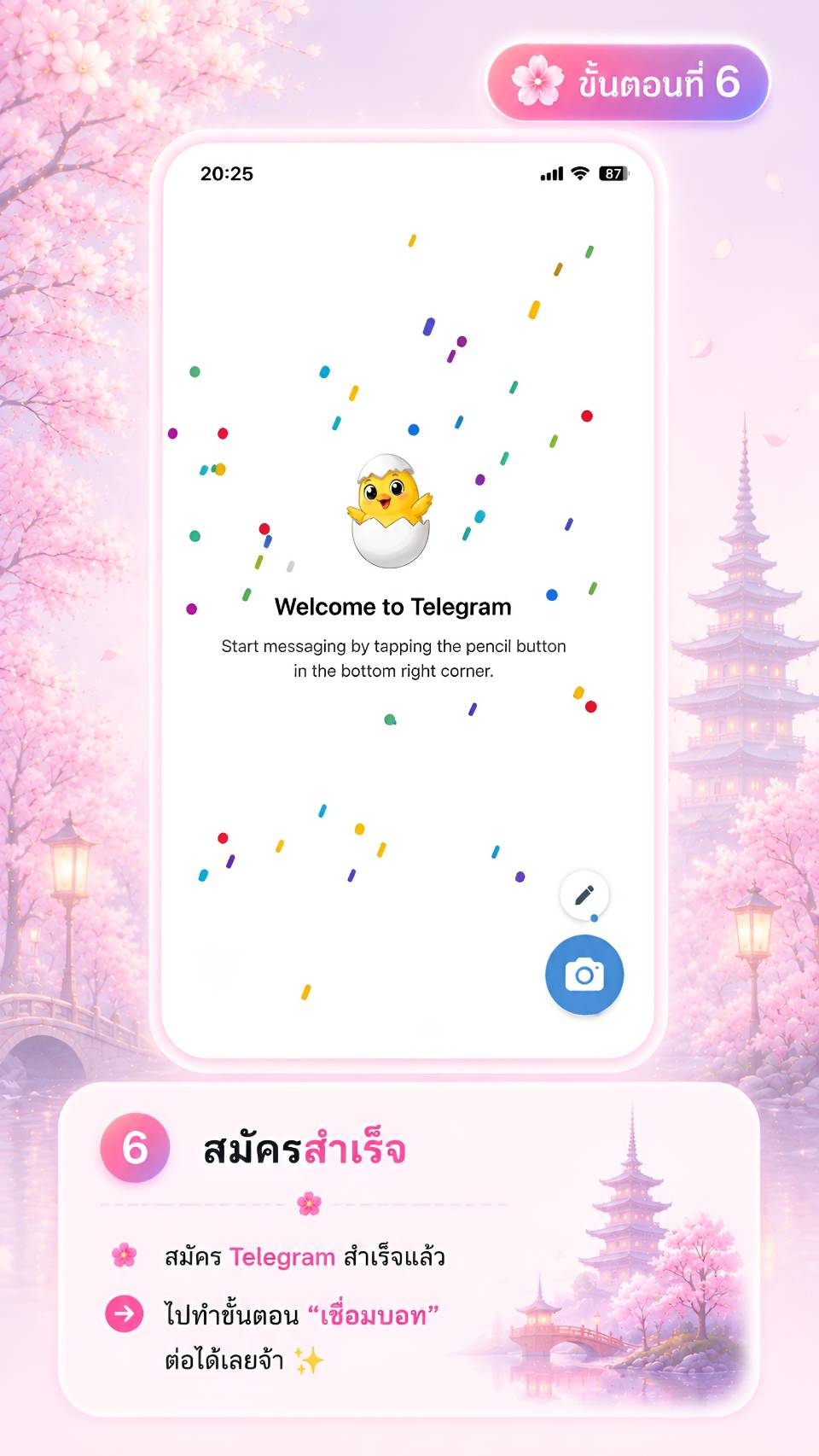 ขั้นตอนที่ 6 สมัคร Telegram สำเร็จ